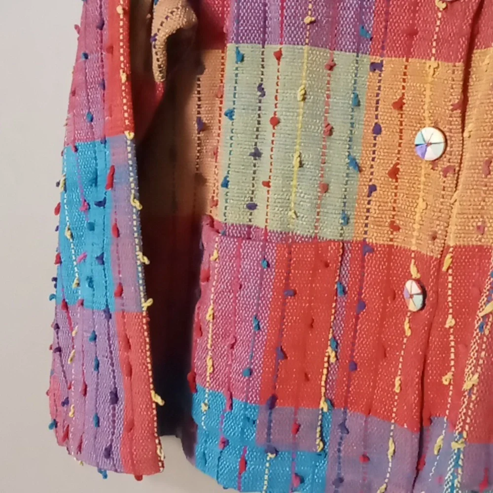 Multicolor Patchwork Button-Front Jacket - Picture 7 of 9